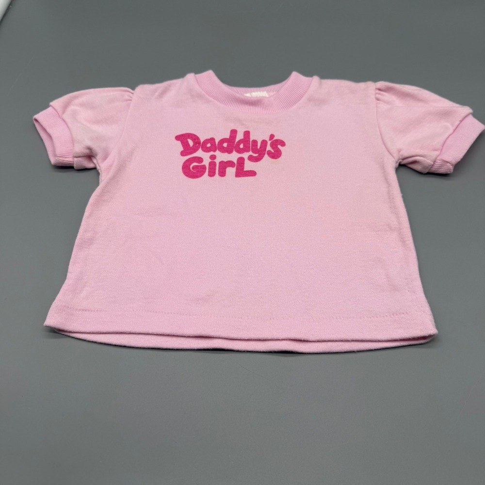 Vintage Hopscotch Daddys Girl Pink Puffed Sleeve T-Shirt 18M Single Stitch 80s
